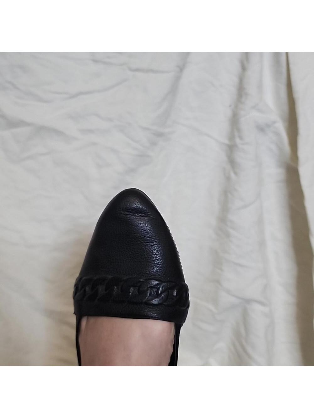 EUC Rachel Zoe black leather flats chain detail 10 - Picture 8 of 8
